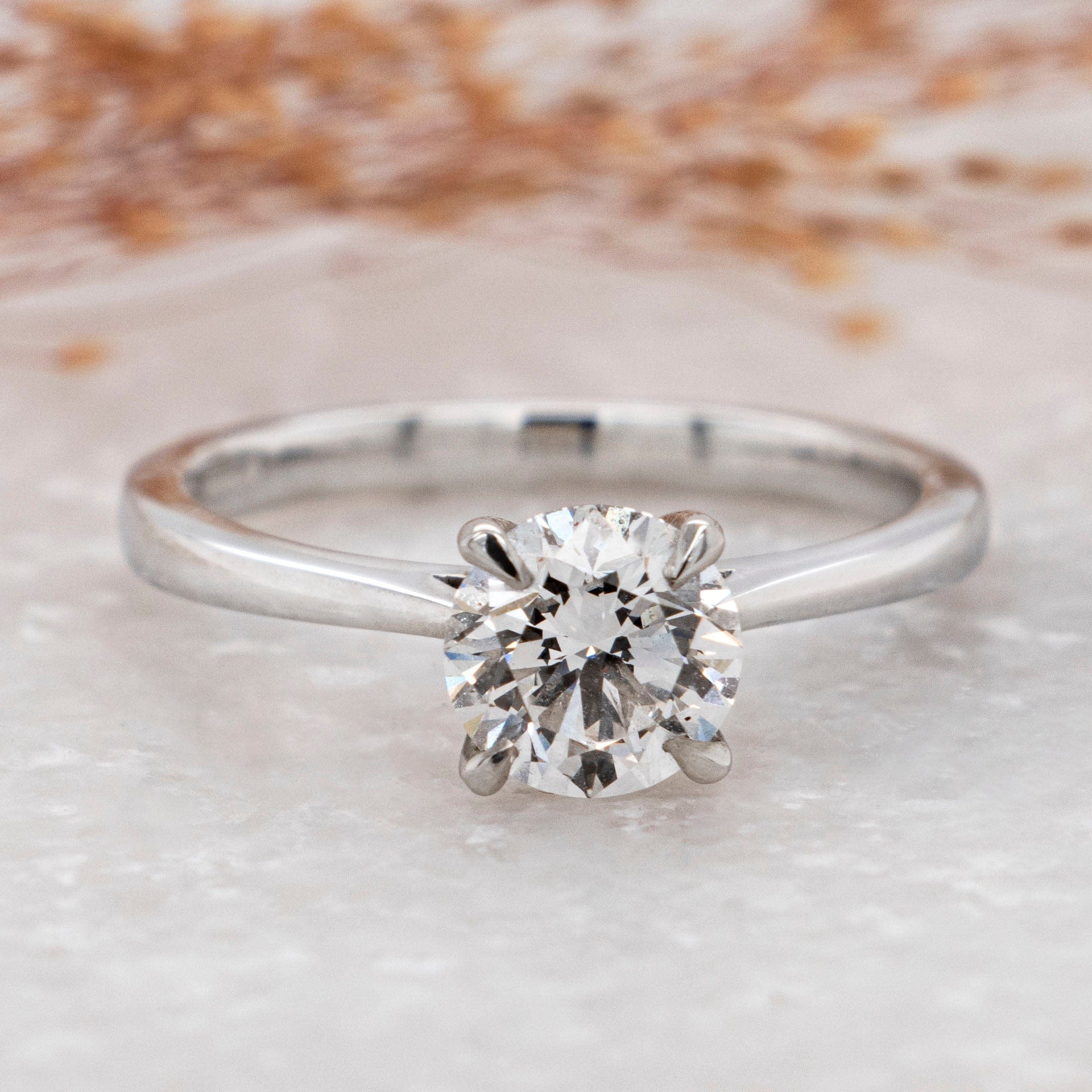 1.02 Carats Round Shape Moissanite Solitaire Engagement Ring