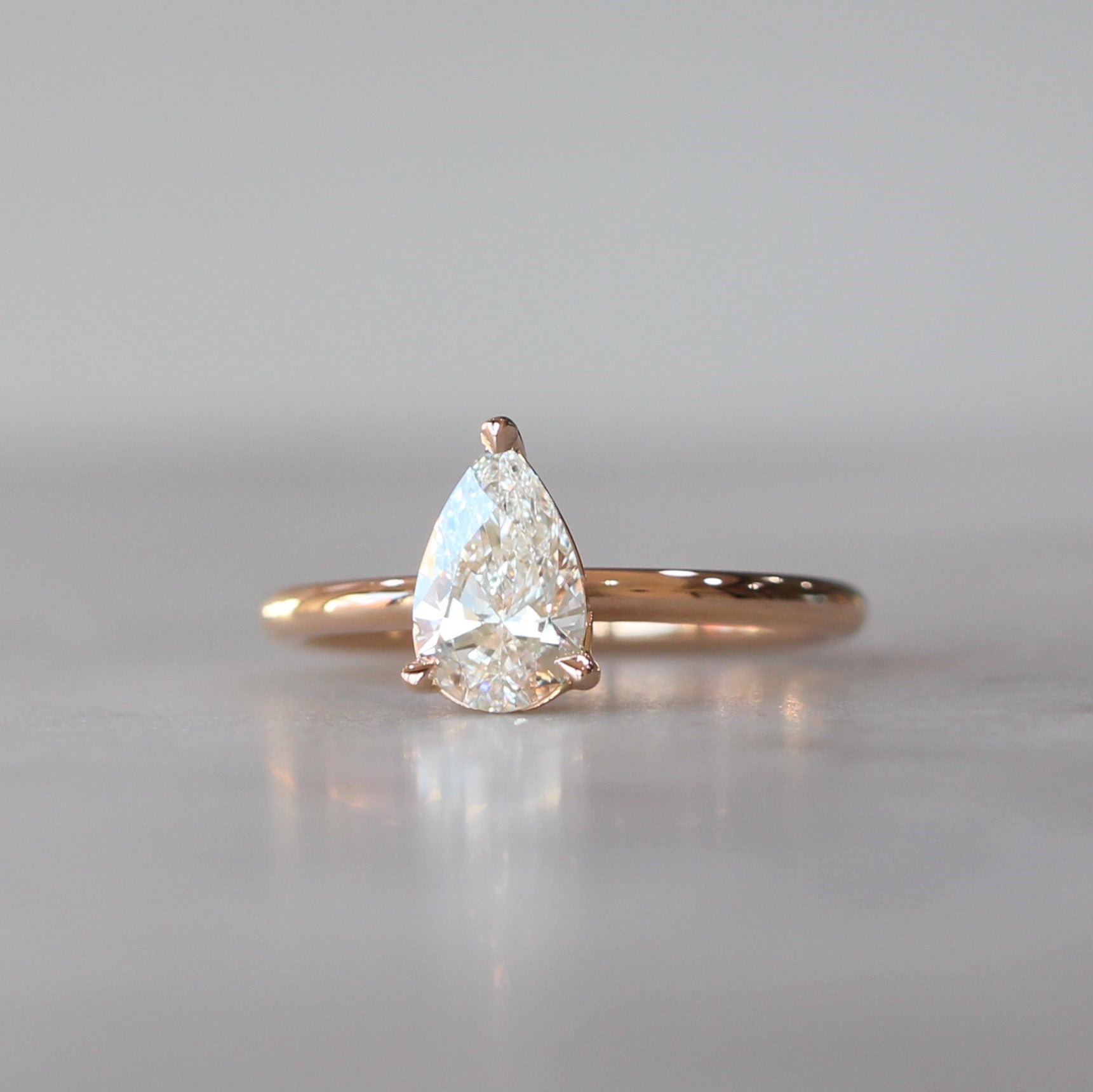 1.01 Carats Pear Moissanite Solitaire Engagement Ring