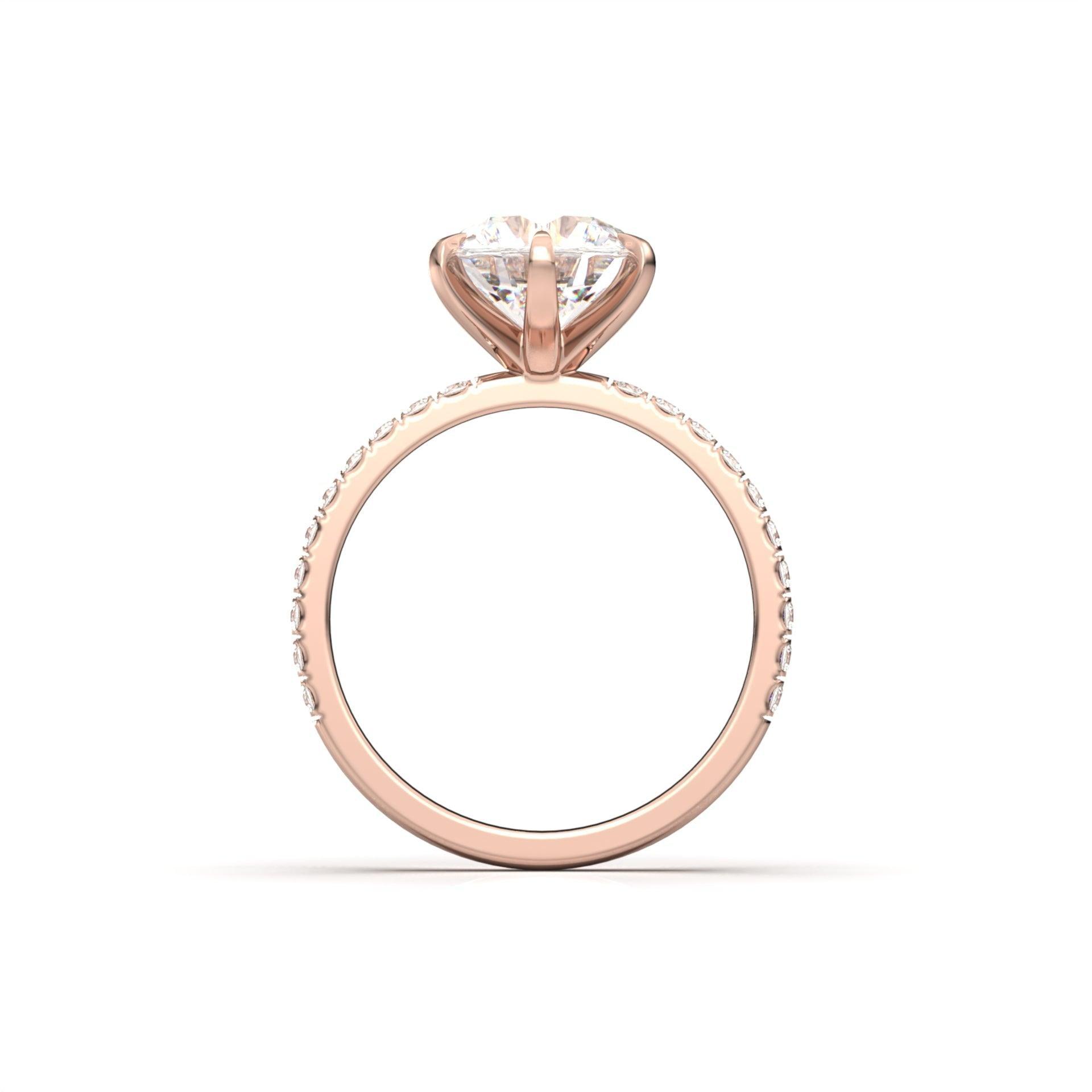 1.50 Carats Round Shape Moissanite Pave Engagement Ring
