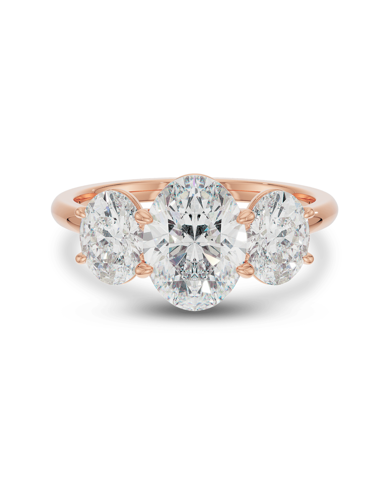 1.30 Carats Oval Shape Moissanite Three Stone Engagement Ring
