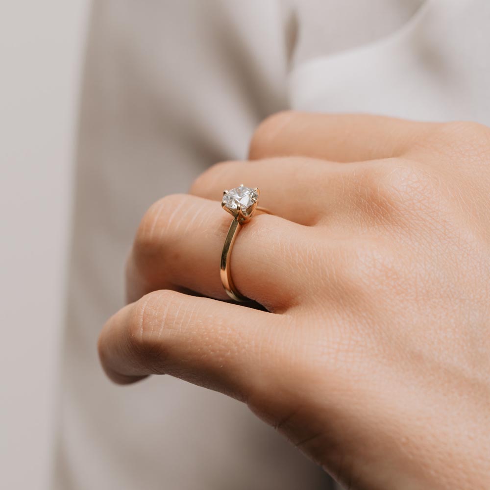 1.25 Carats Round Shape Moissanite Solitaire Engagement Ring