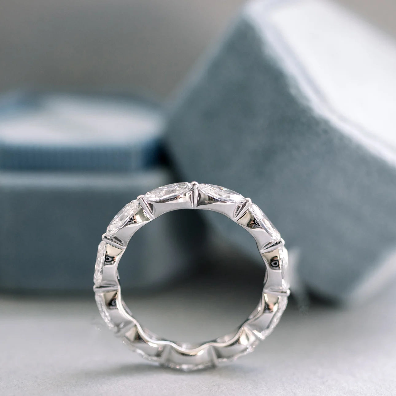 1.30 Carats Lab Grown Diamond Marquise Shape Bezel Wedding Band