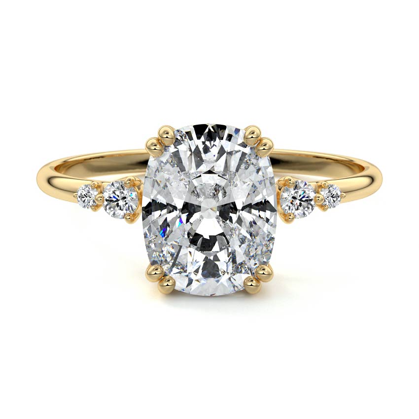 1.0 Carats Lab Grown Diamond Cushion Shape F-VS1 Pave Engagement Ring