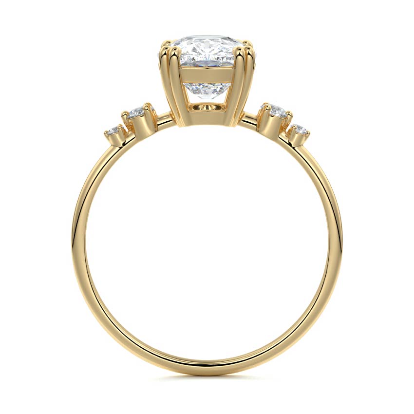 1.0 Carats Lab Grown Diamond Cushion Shape F-VS1 Pave Engagement Ring