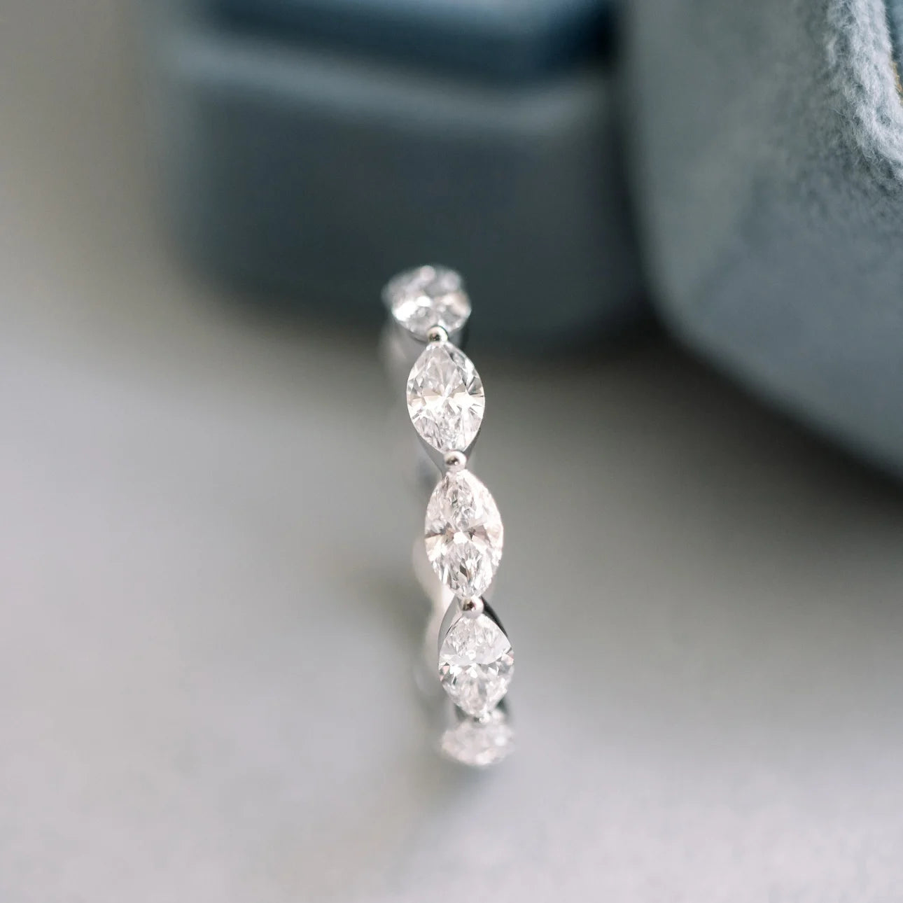 1.30 Carats Lab Grown Diamond Marquise Shape Bezel Wedding Band