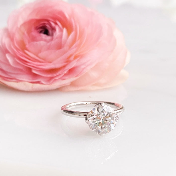 2.34 Carats Round Shape Moissanite Solitaire Engagement Ring