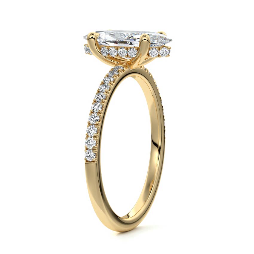 3.0 Carats Lab Grown Diamond Marquise Shape E-VS1 Hidden Halo & Pave Engagement Ring