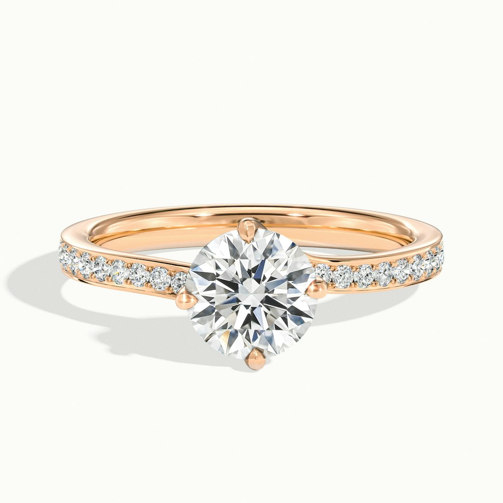 1.0 Carats Lab Grown Diamond Round Shape E-VS2 Pave Engagement Ring