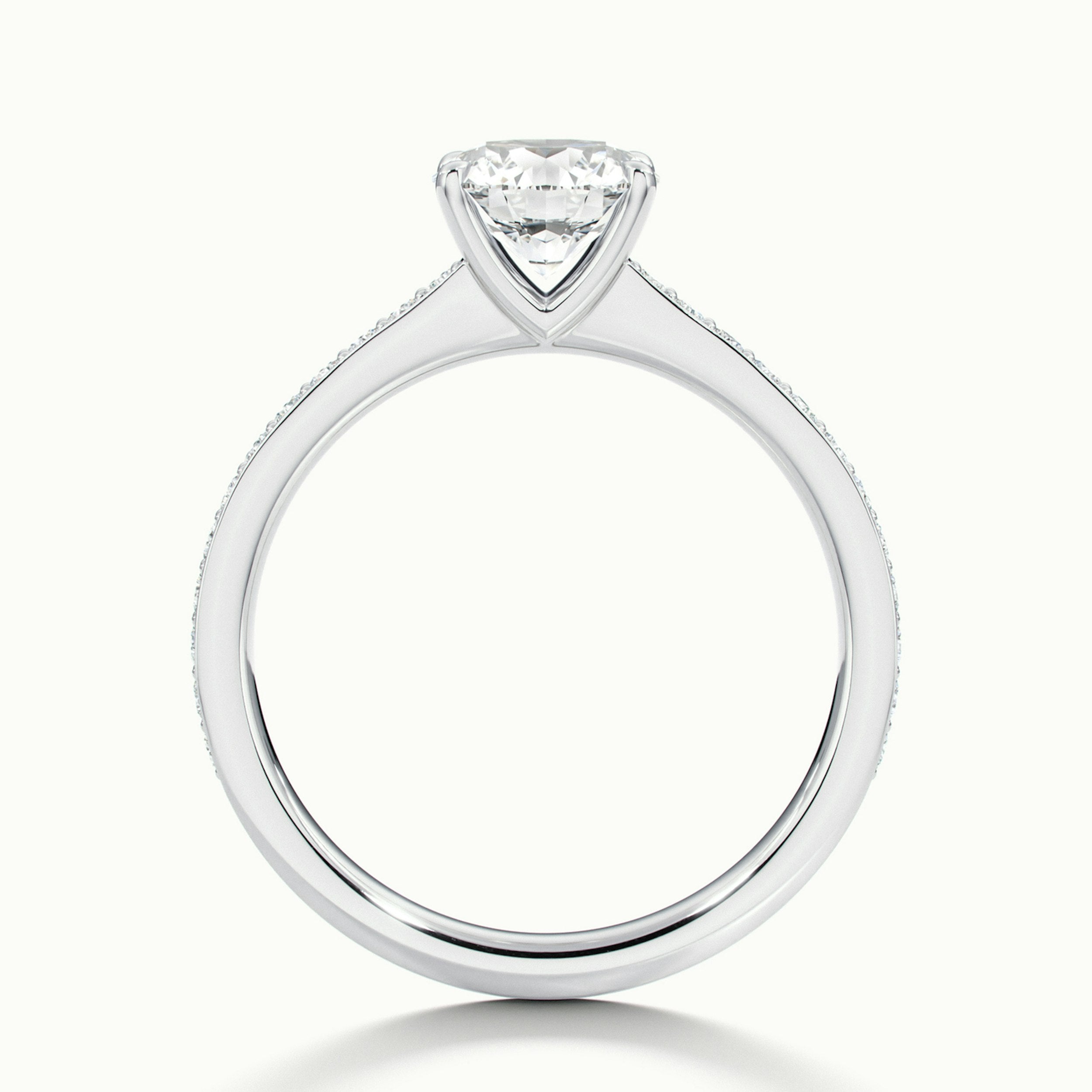 1.0 Carats Lab Grown Diamond Round Shape E-VS1 Pave Engagement Ring