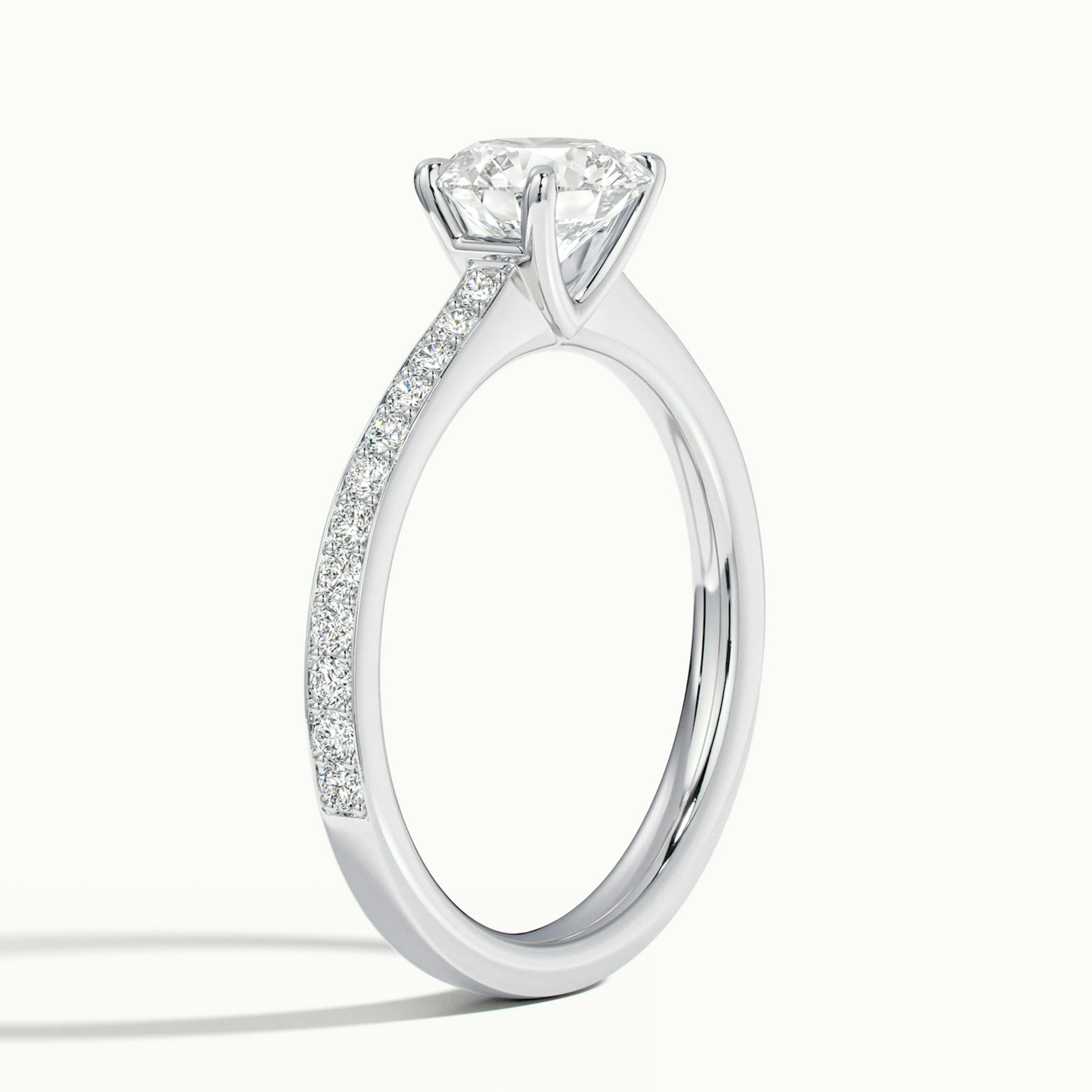 1.0 Carats Lab Grown Diamond Round Shape E-VS1 Pave Engagement Ring