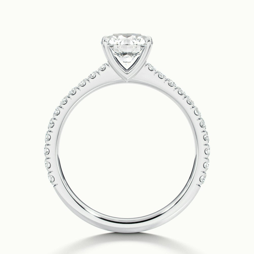 1.0 Carats Lab Grown Diamond Round Shape E-VS1 Pave Engagement Ring