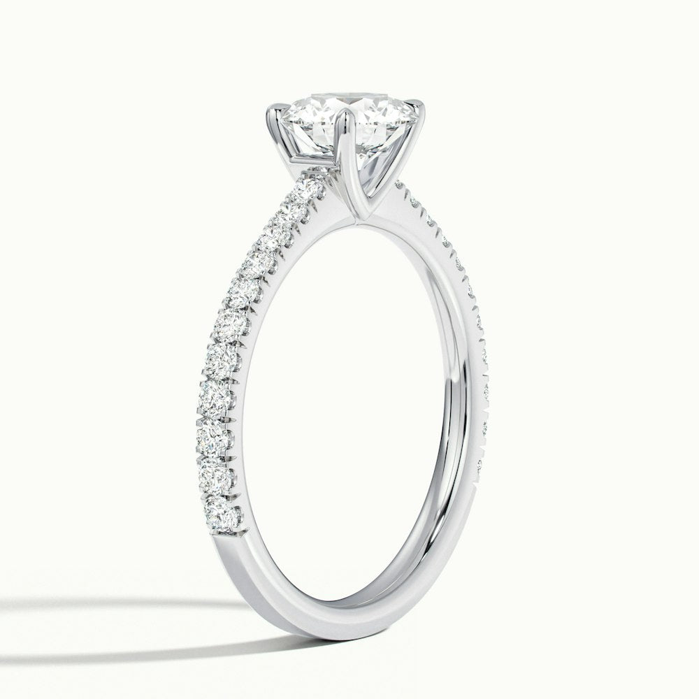 1.0 Carats Lab Grown Diamond Round Shape E-VS1 Pave Engagement Ring