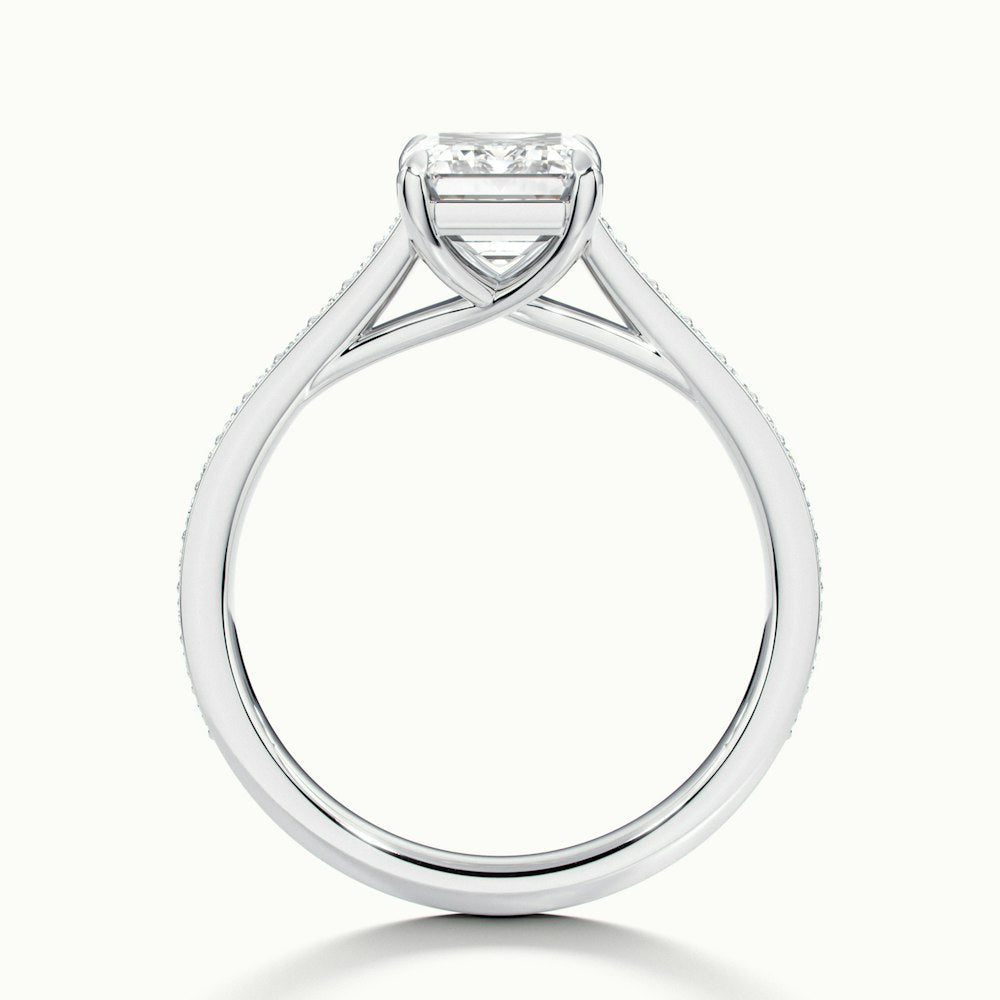 1.0 Carats Lab Grown Diamond Emerald Shape E-VS1 Pave Engagement Ring