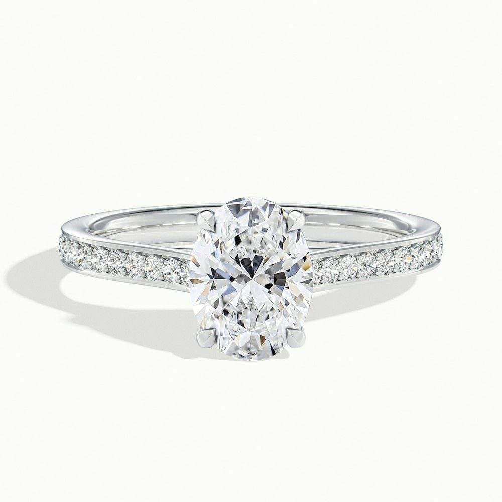 1.30 Carats Lab Grown Diamond Oval Shape E-VS1 Pave Engagement Ring