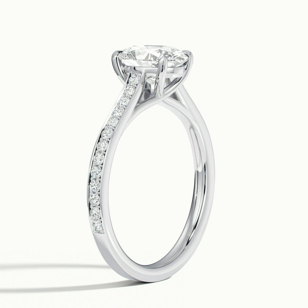 1.30 Carats Lab Grown Diamond Oval Shape E-VS1 Pave Engagement Ring