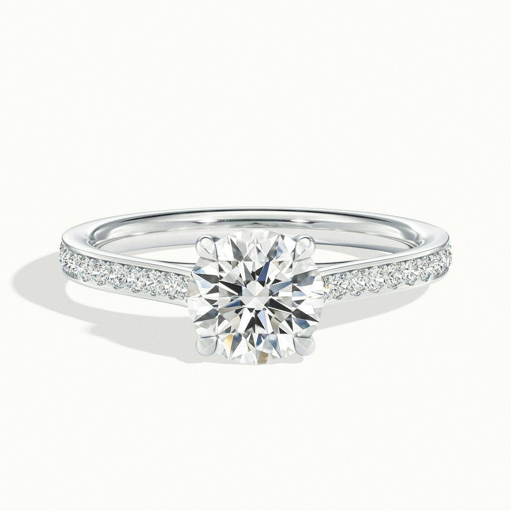 1.0 Carats Lab Grown Diamond Round Shape E-VS1 Pave Engagement Ring
