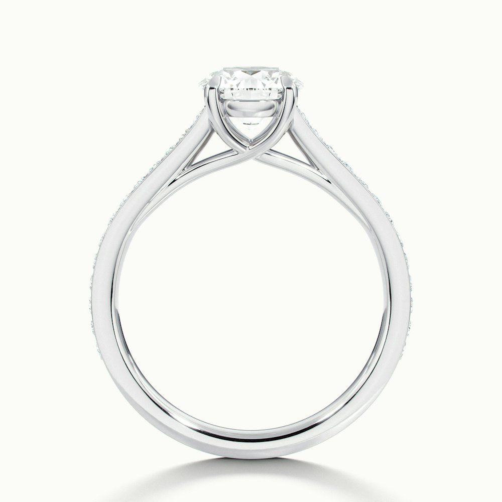 1.0 Carats Lab Grown Diamond Round Shape E-VS1 Pave Engagement Ring