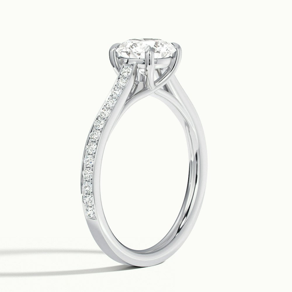 1.0 Carats Lab Grown Diamond Round Shape E-VS1 Pave Engagement Ring