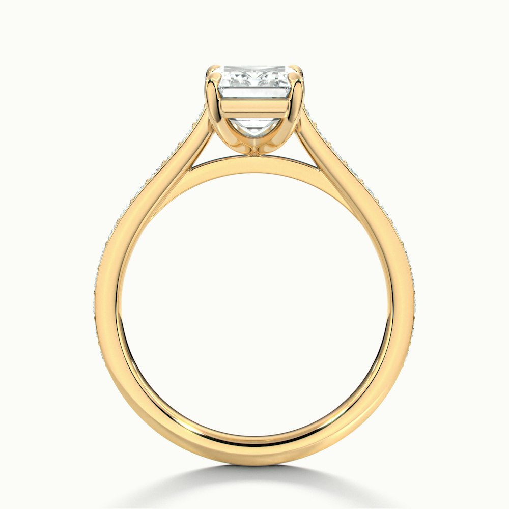 1.0 Carats Lab Grown Diamond Emerald Shape E-VS1 Pave Engagement Ring