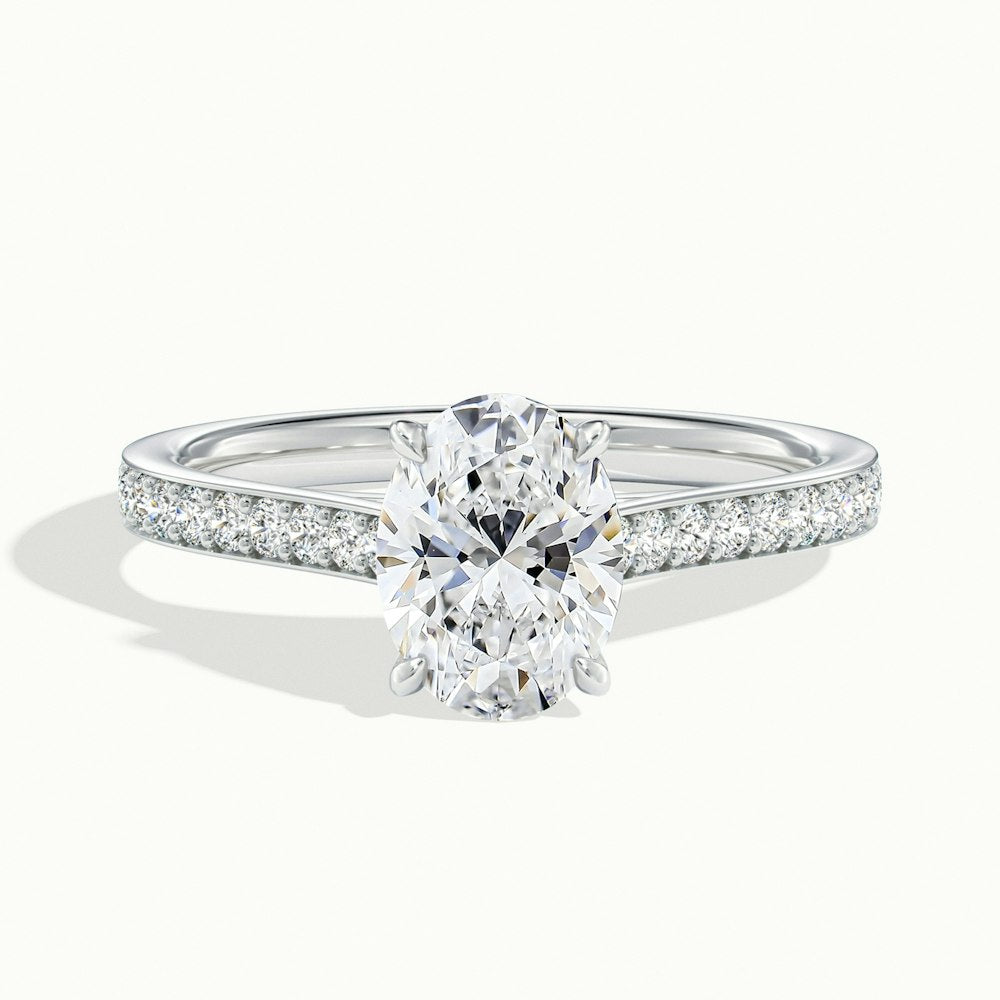 1.0 Carats Lab Grown Diamond Oval Shape E-VS1 Pave Engagement Ring