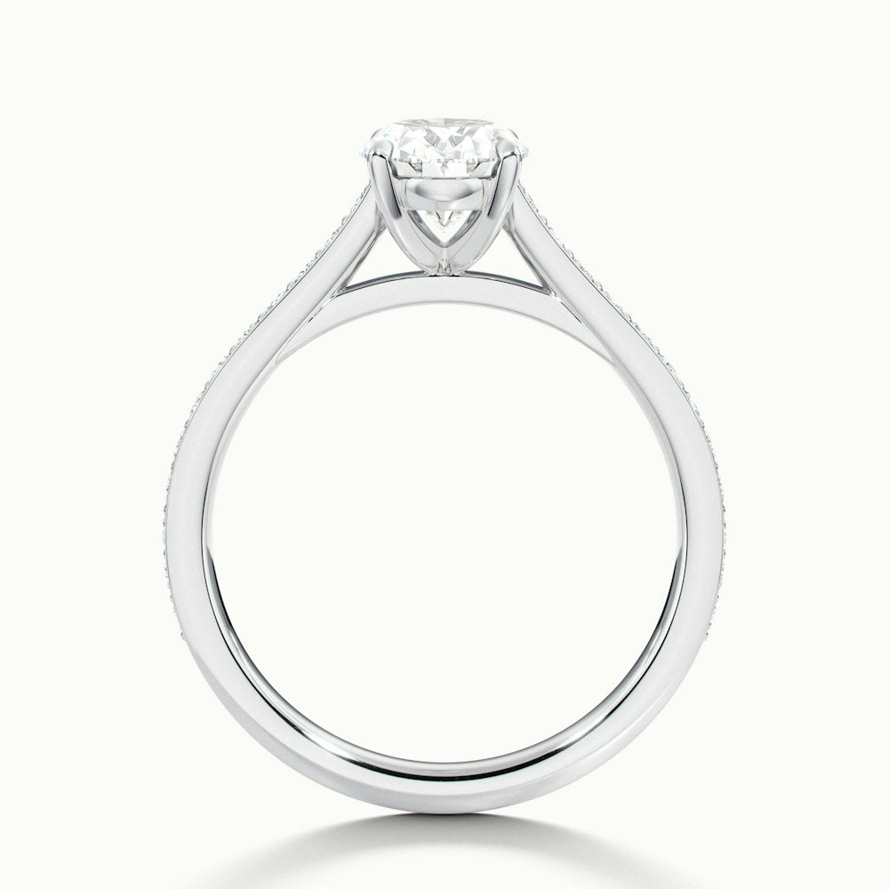 1.0 Carats Lab Grown Diamond Oval Shape E-VS1 Pave Engagement Ring