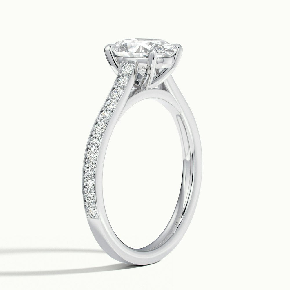 1.0 Carats Lab Grown Diamond Oval Shape E-VS1 Pave Engagement Ring