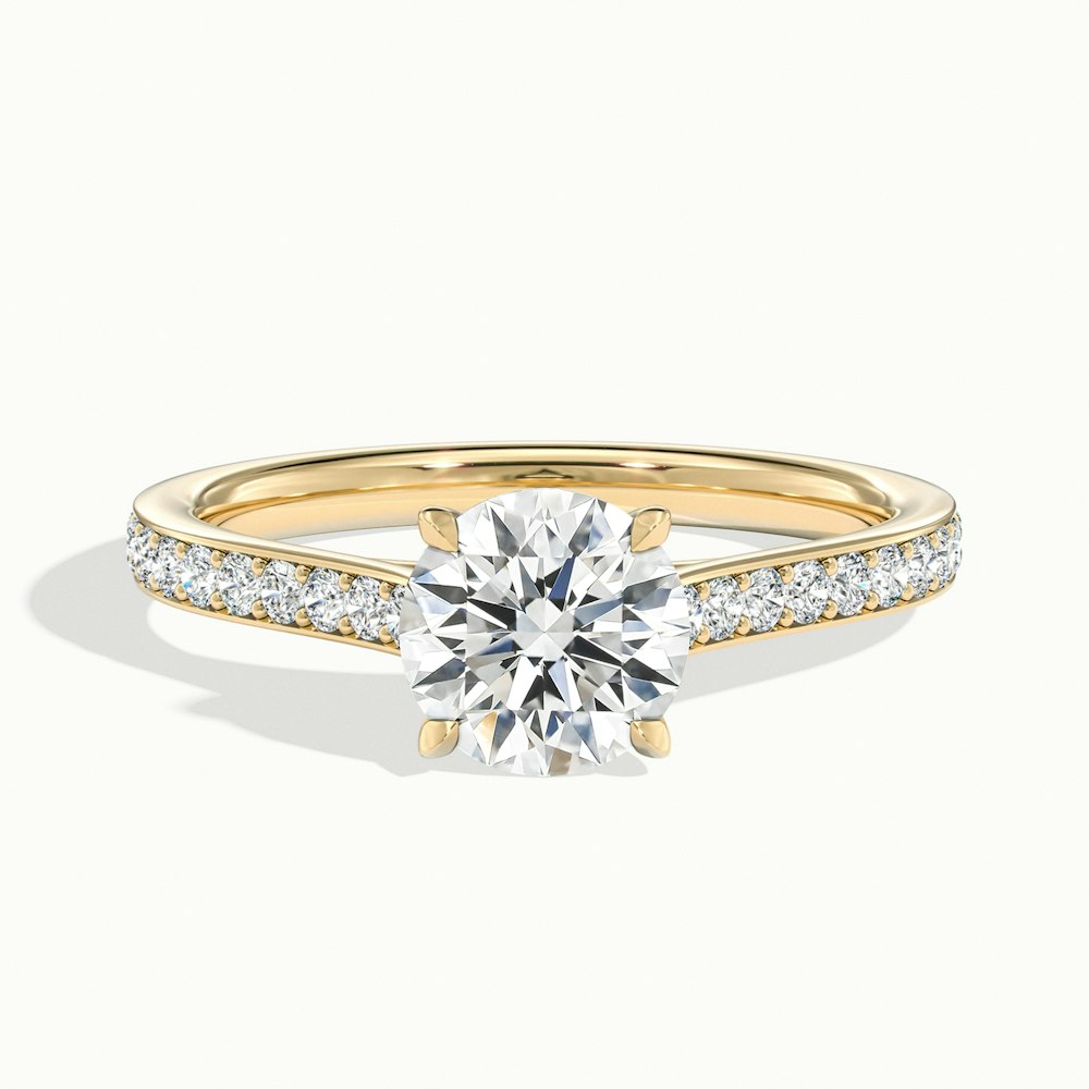 1.0 Carats Lab Grown Diamond Round Shape E-VS1 Pave Engagement Ring