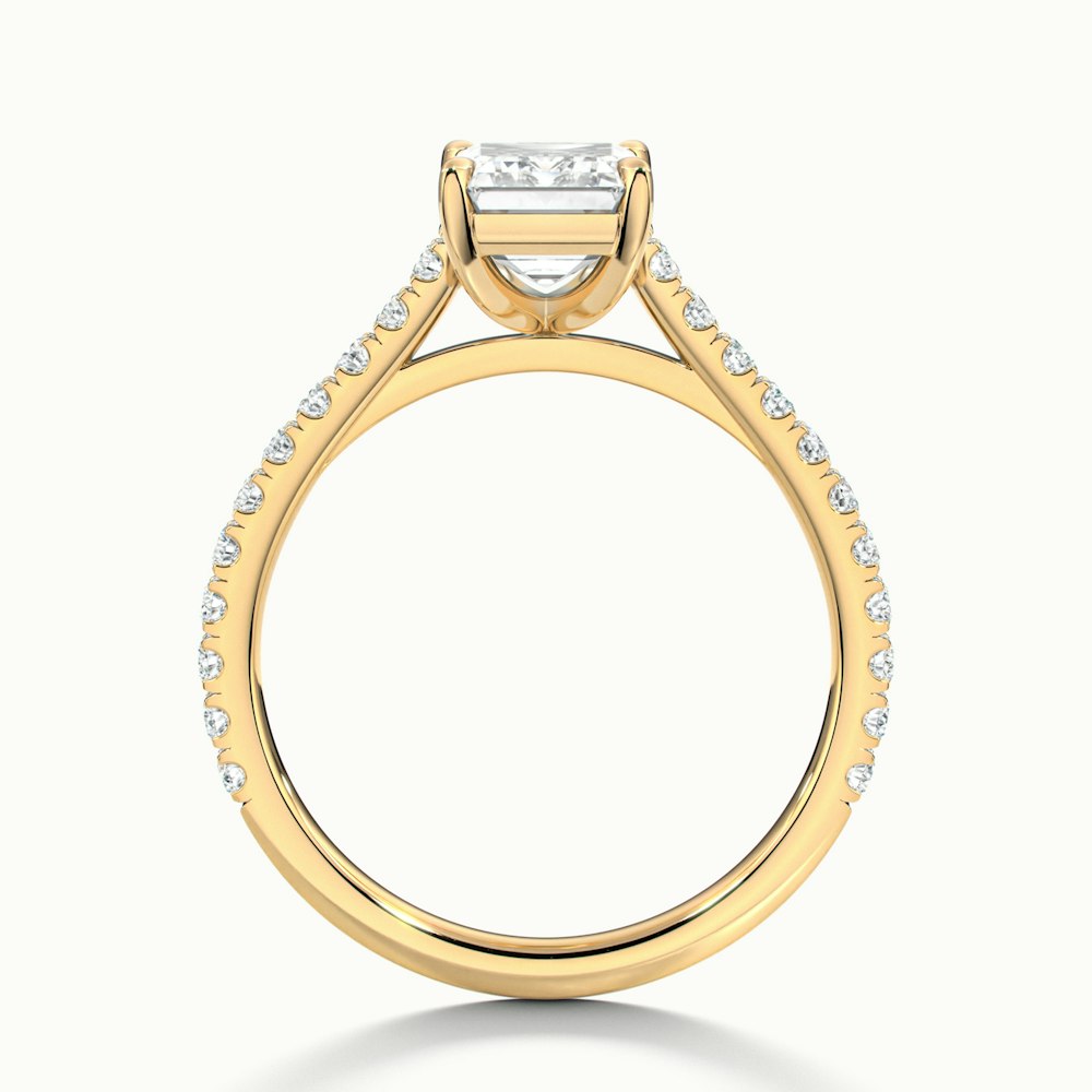 1.0 Carats Lab Grown Diamond Emerald Shape E-VS1 Pave Engagement Ring