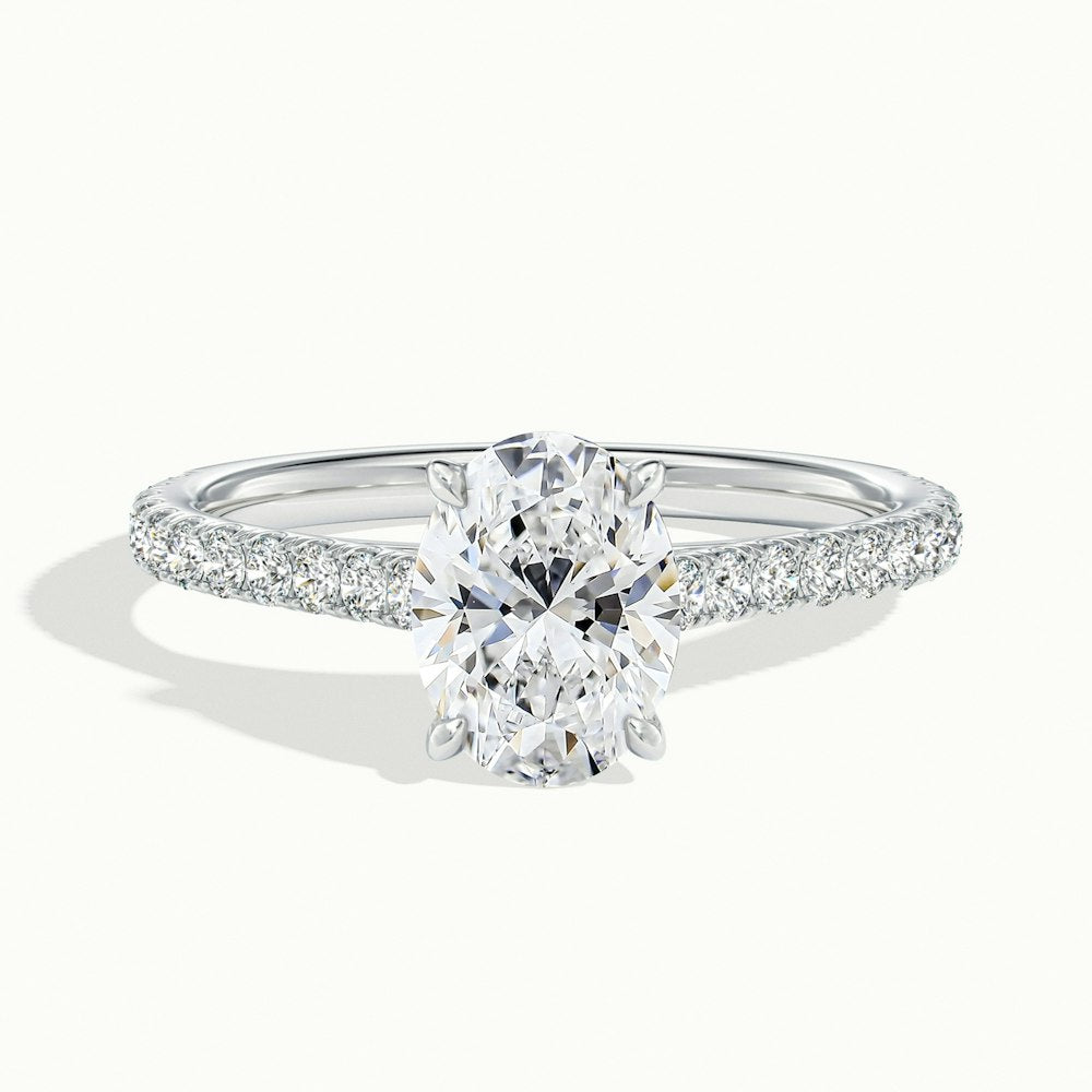1.0 Carats Lab Grown Diamond Oval Shape E-VS1 Pave Engagement Ring