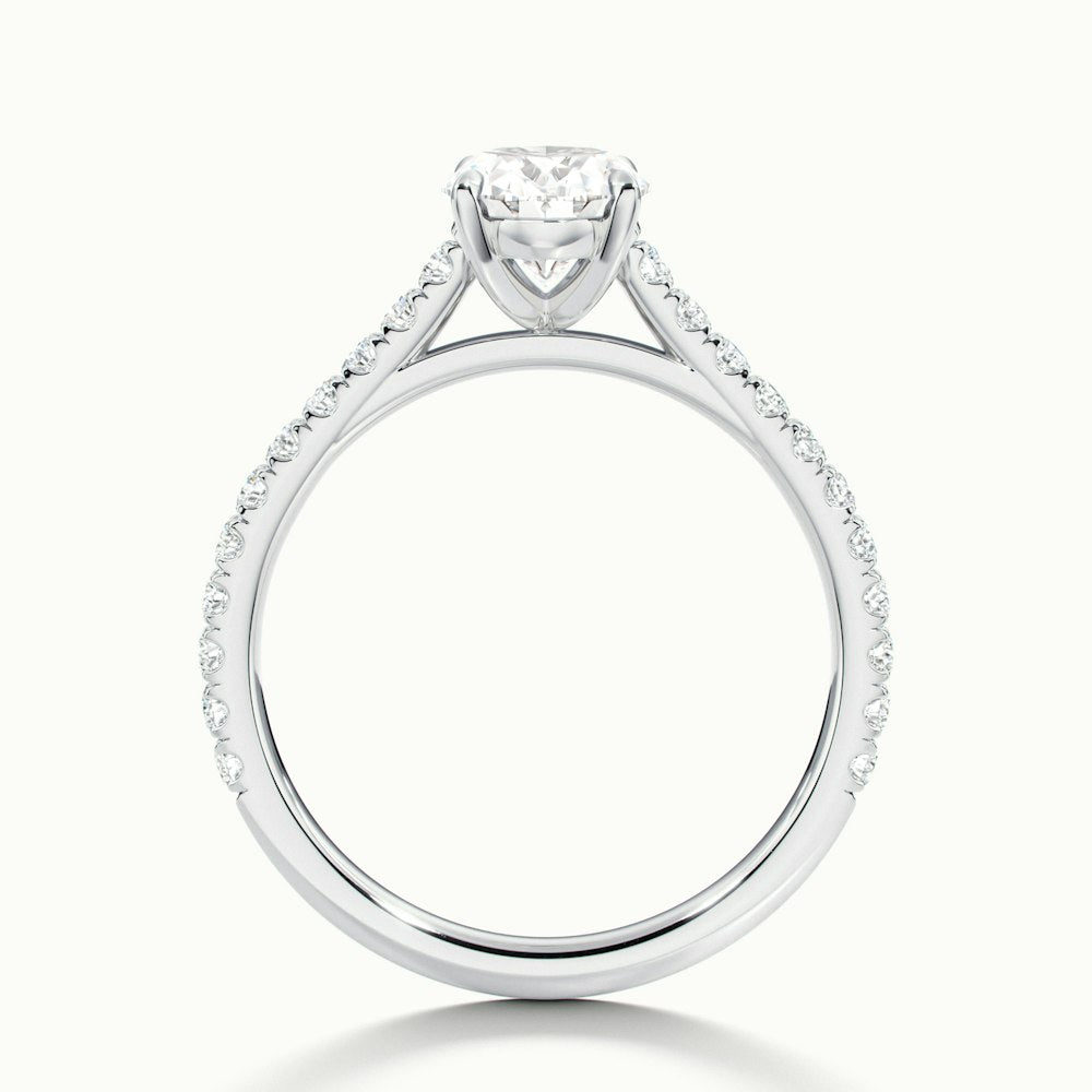 1.0 Carats Lab Grown Diamond Oval Shape E-VS1 Pave Engagement Ring