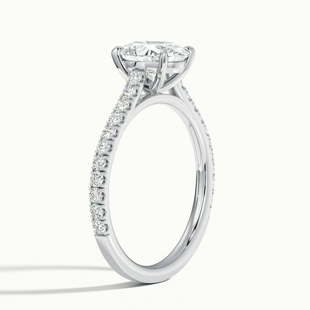 1.0 Carats Lab Grown Diamond Oval Shape E-VS1 Pave Engagement Ring
