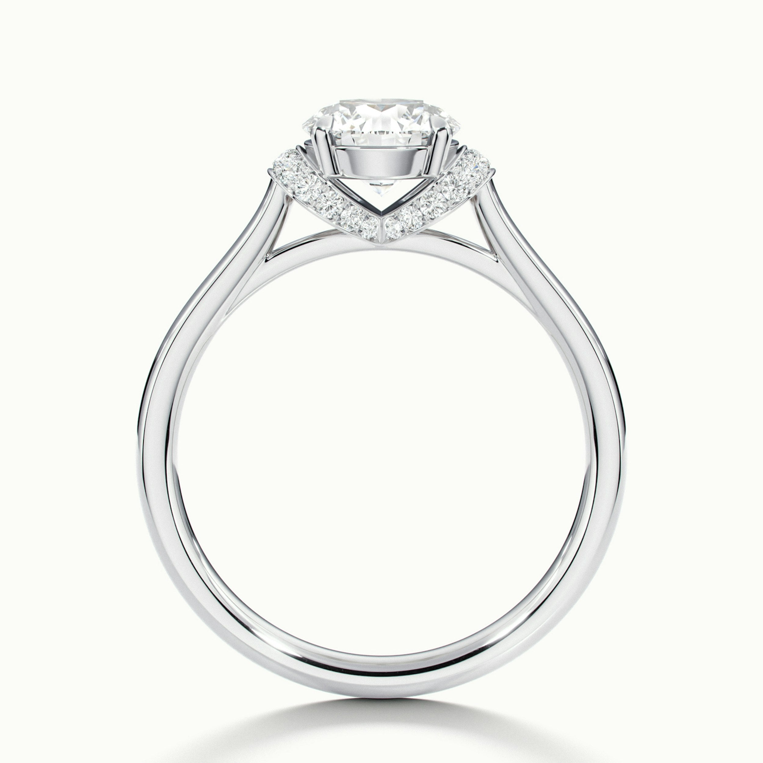 1.0 Carats Lab Grown Diamond Round Shape E-VS1 Half Halo Engagement Ring