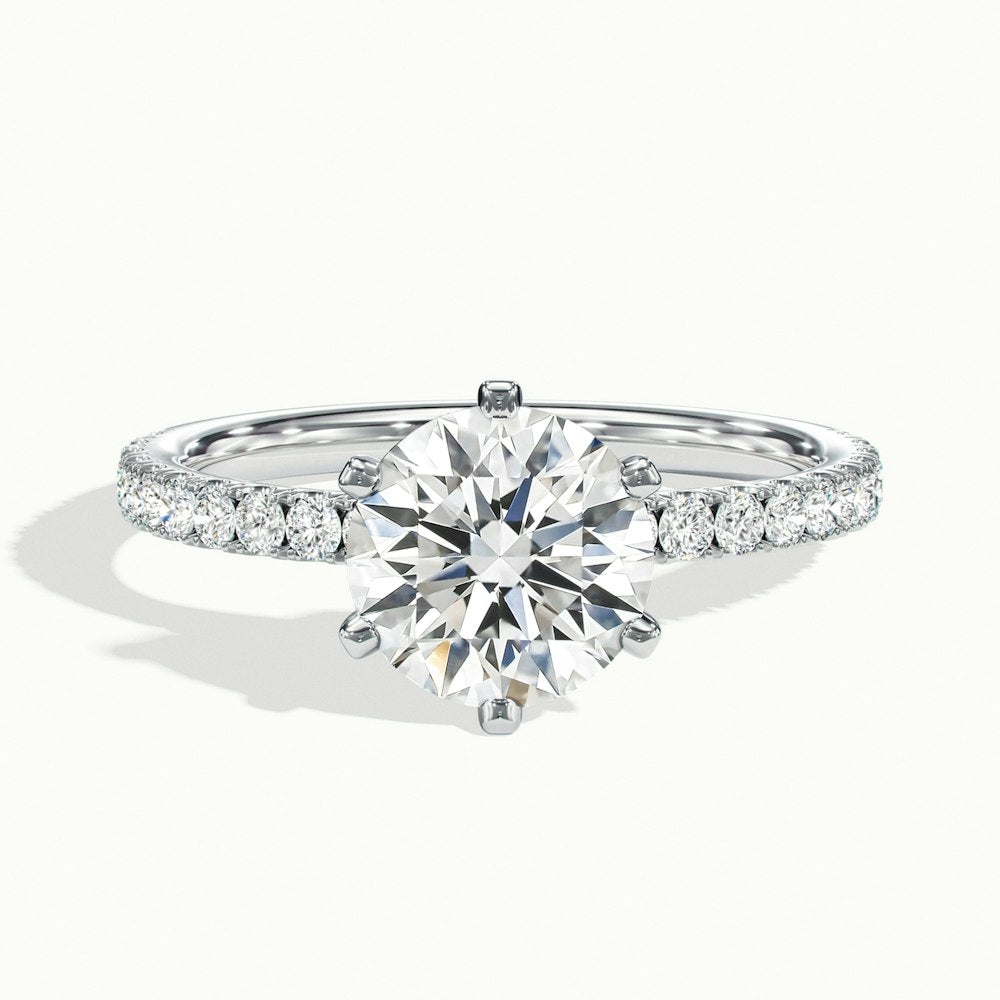 1.0 Carats Lab Grown Diamond Round Shape E-VS2 Pave Engagement Ring