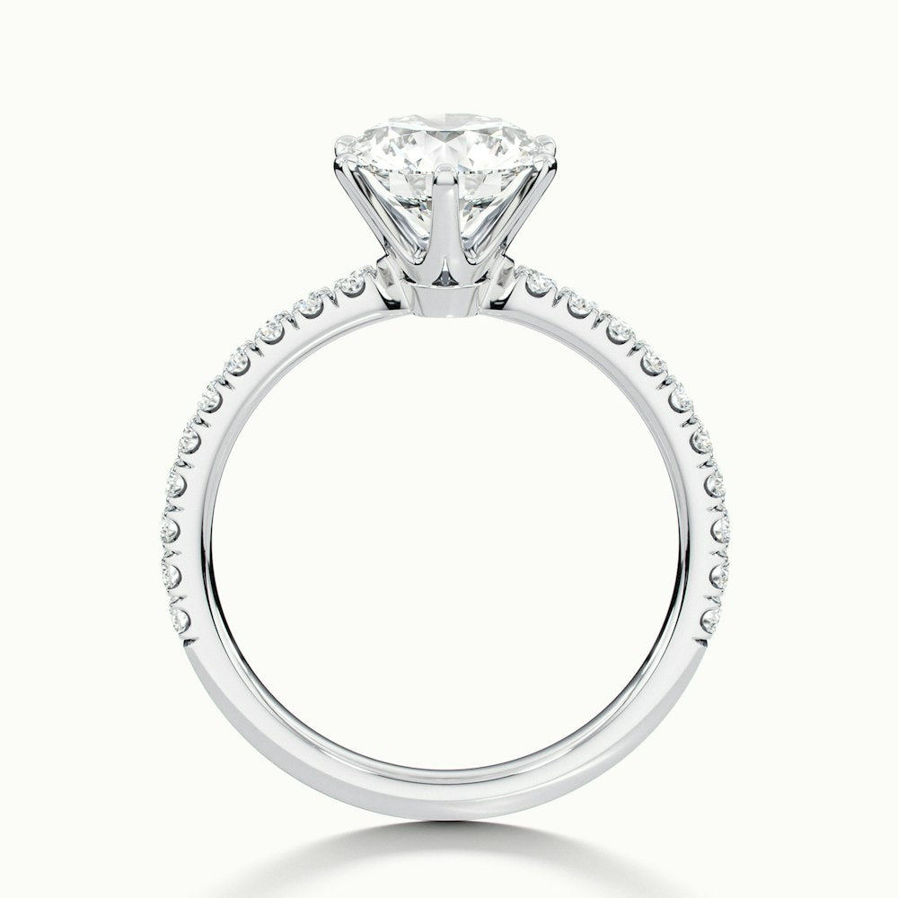 1.0 Carats Lab Grown Diamond Round Shape E-VS2 Pave Engagement Ring