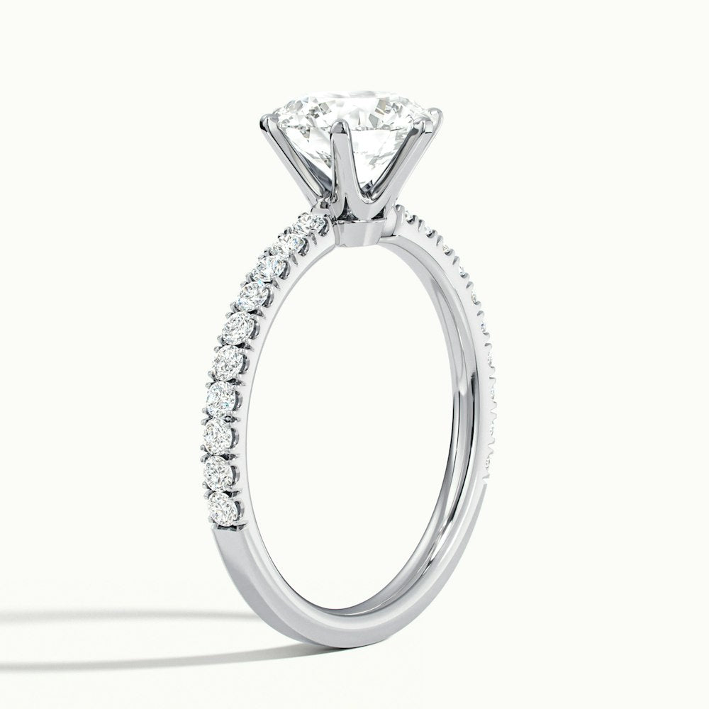 1.0 Carats Lab Grown Diamond Round Shape E-VS2 Pave Engagement Ring
