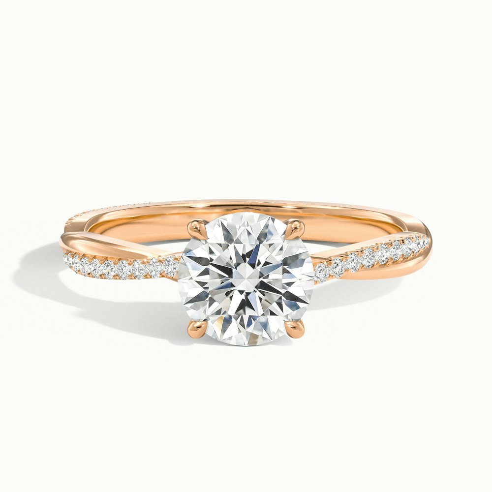 1.0 Carats Lab Grown Diamond Round Shape E-VS1 Twisted Engagement Ring