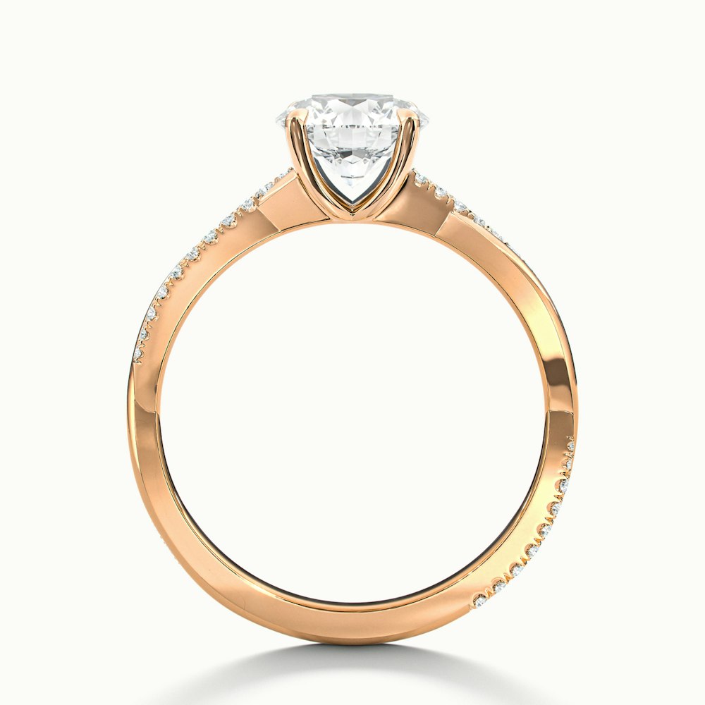 1.0 Carats Lab Grown Diamond Round Shape E-VS1 Twisted Engagement Ring