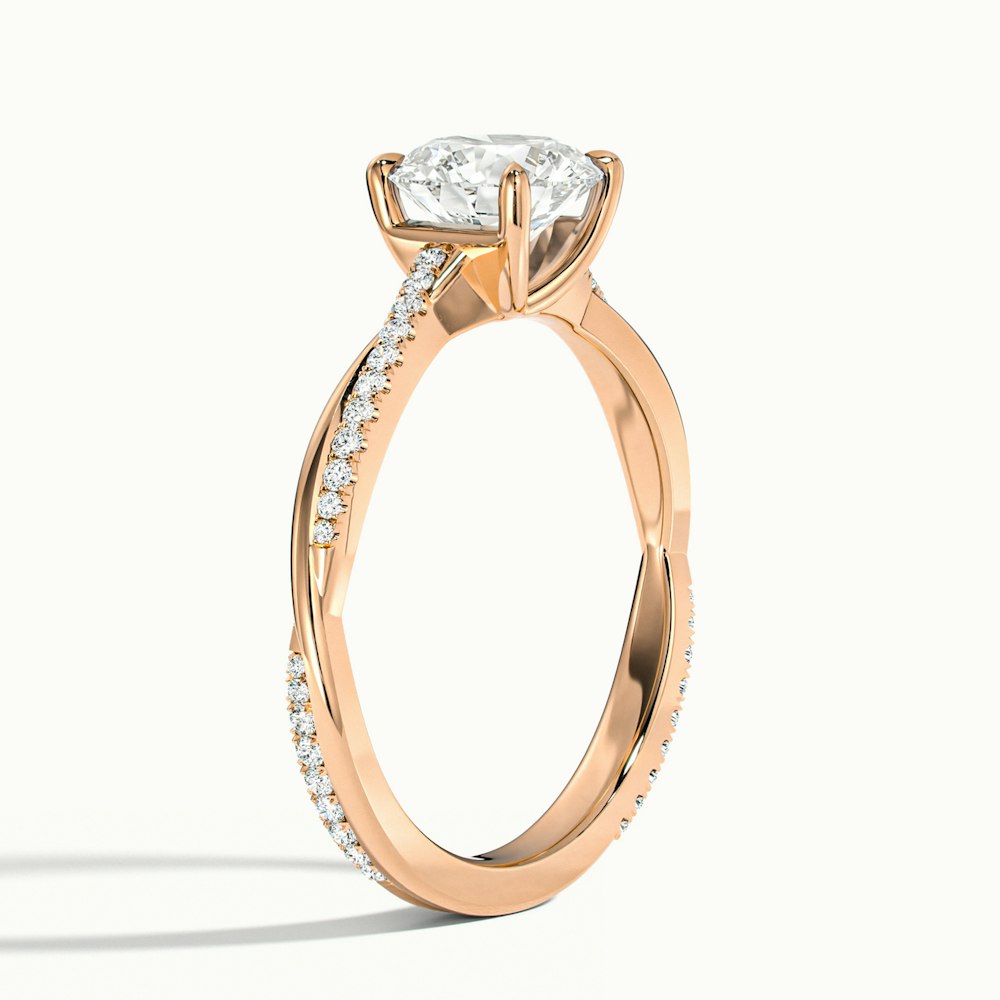 1.0 Carats Lab Grown Diamond Round Shape E-VS1 Twisted Engagement Ring