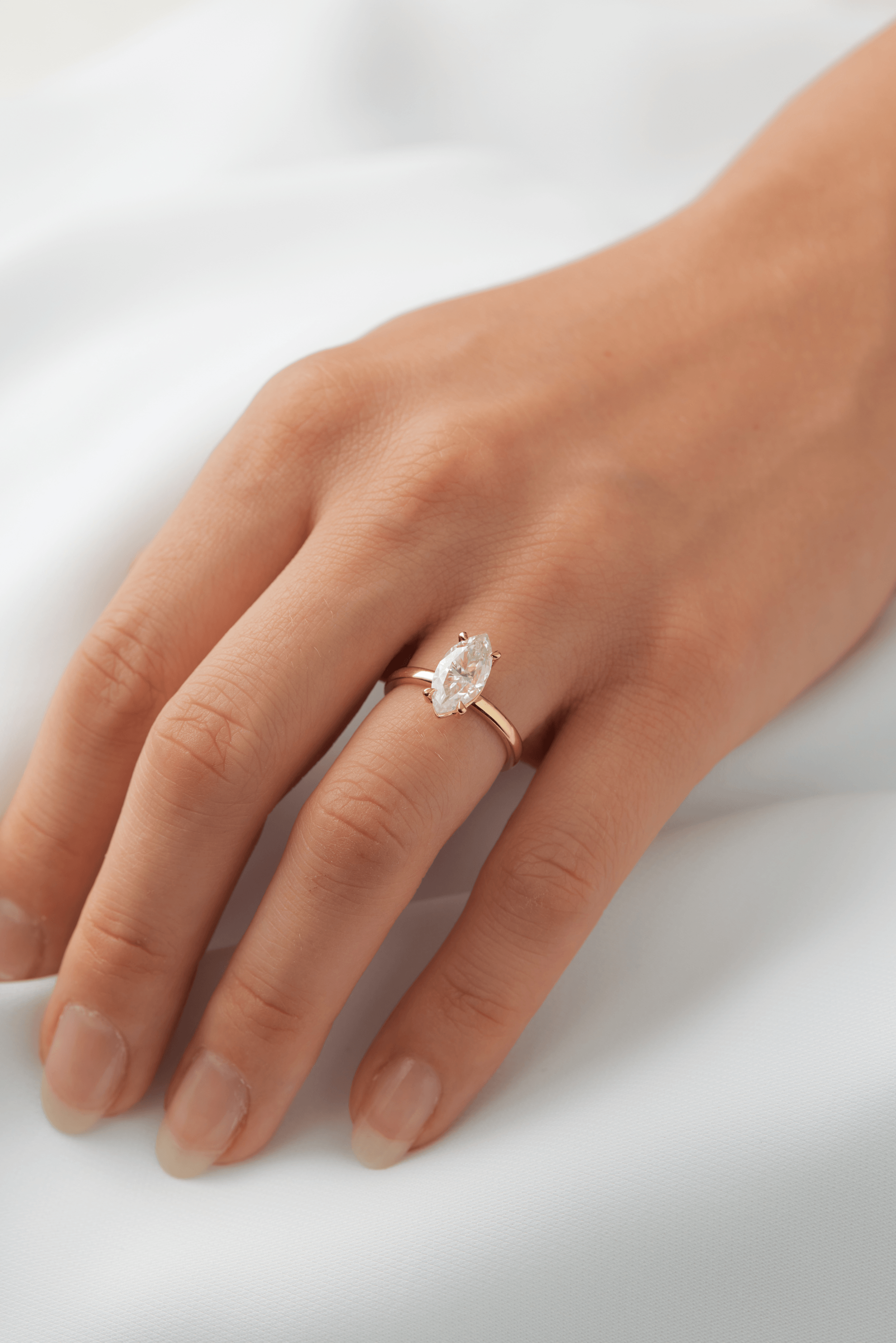 2.50 Carats Marquise Shape Moissanite Solitaire Engagement Ring