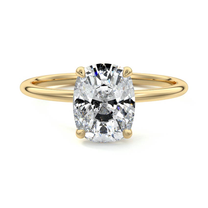 1.20 Carats Lab Grown Diamond Cushion Shape F-VS1 Hidden Halo Engagement Ring