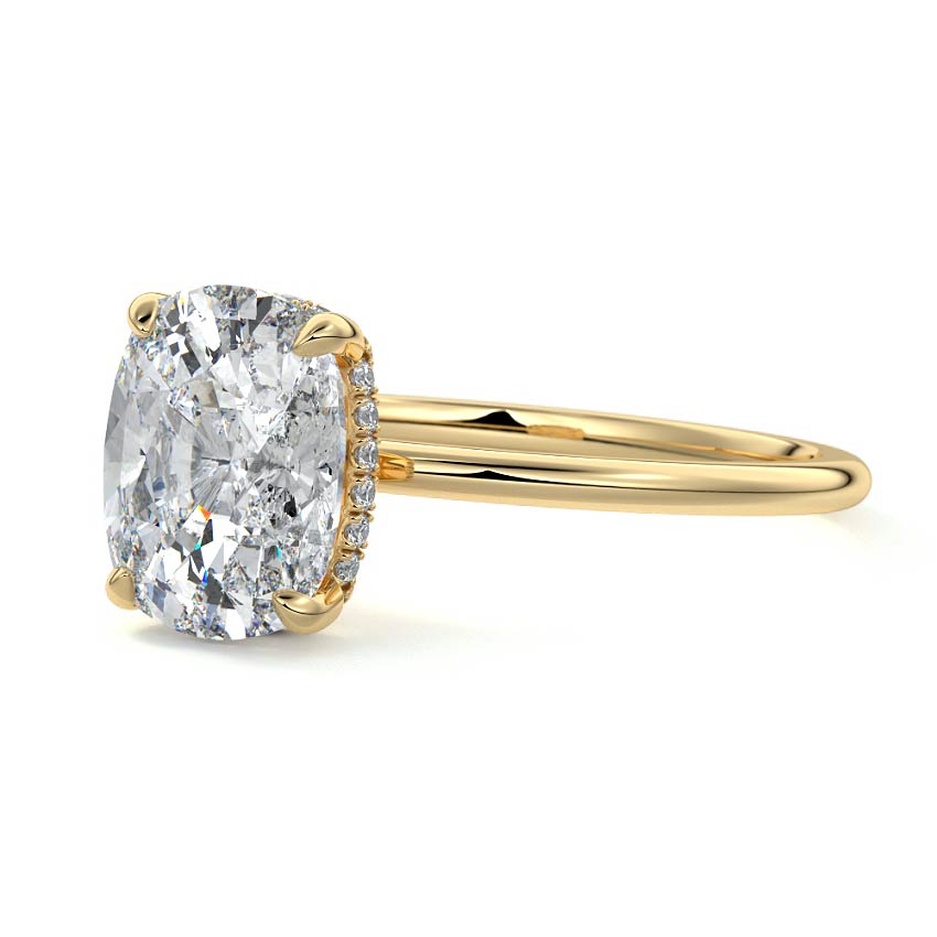 1.20 Carats Lab Grown Diamond Cushion Shape F-VS1 Hidden Halo Engagement Ring