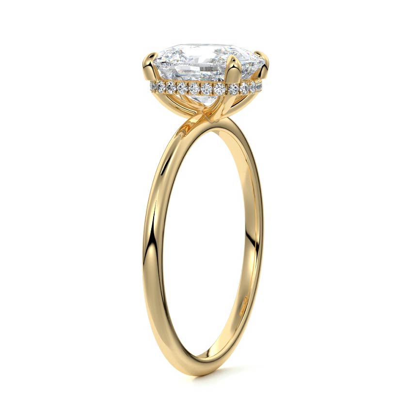 1.0 Carats Lab Grown Diamond Cushion Shape F-VS1 Hidden Halo Engagement Ring