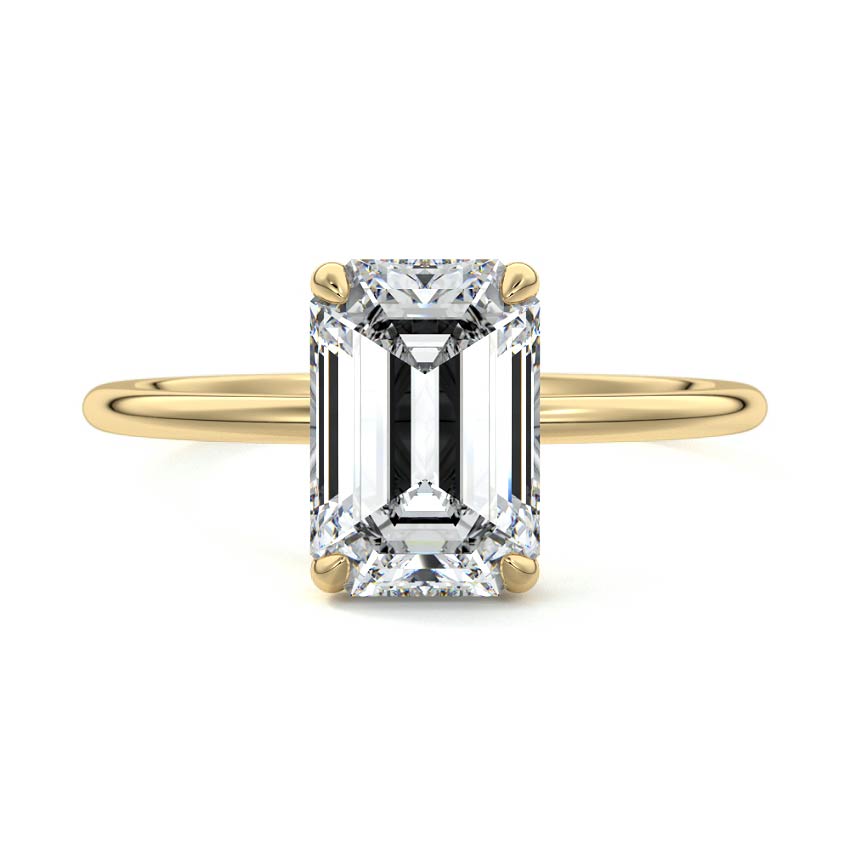 3.0 Carats Lab Grown Diamond Emerald Shape E-VS1 Hidden Halo Engagement Ring