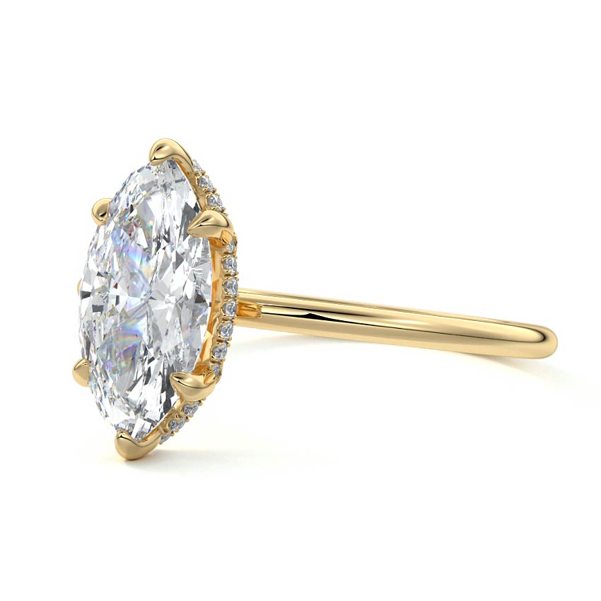 3.0 Carats Lab Grown Diamond Marquise Shape E-VS1 Hidden Halo Engagement Ring