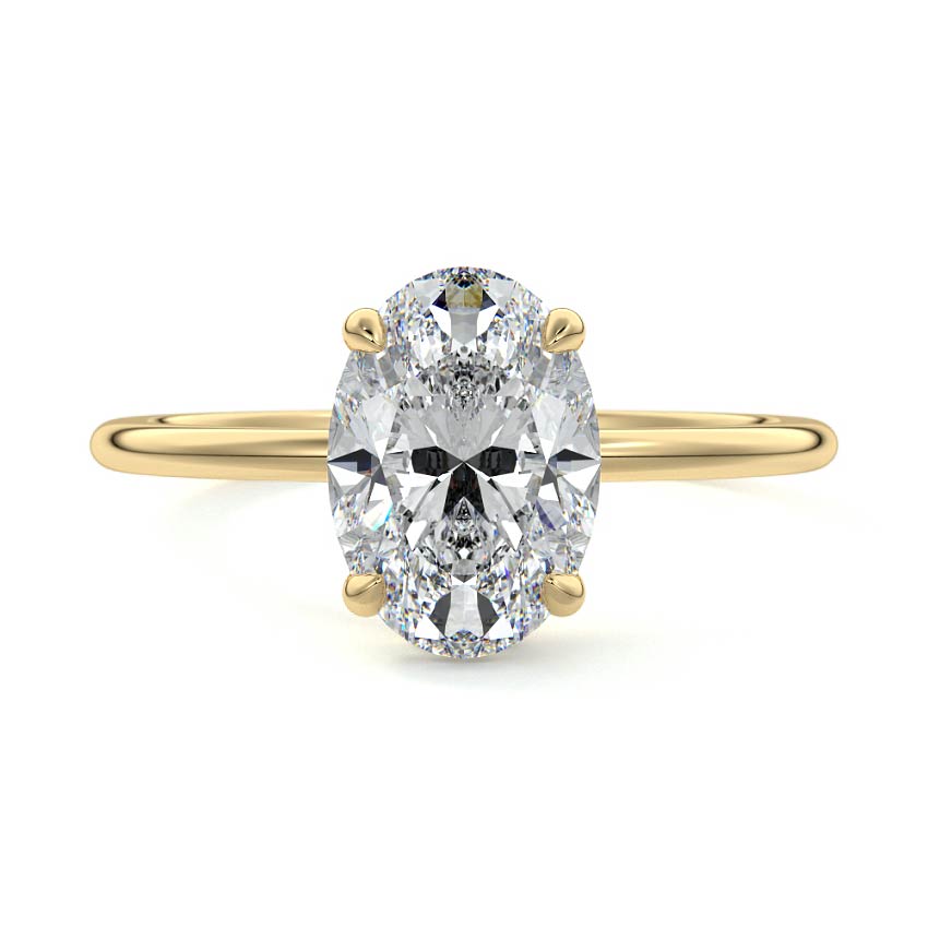 3.0 Carats Lab Grown Diamond Oval Shape F-VS1 Hidden Halo Engagement Ring