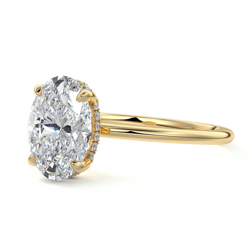 3.0 Carats Lab Grown Diamond Oval Shape F-VS1 Hidden Halo Engagement Ring
