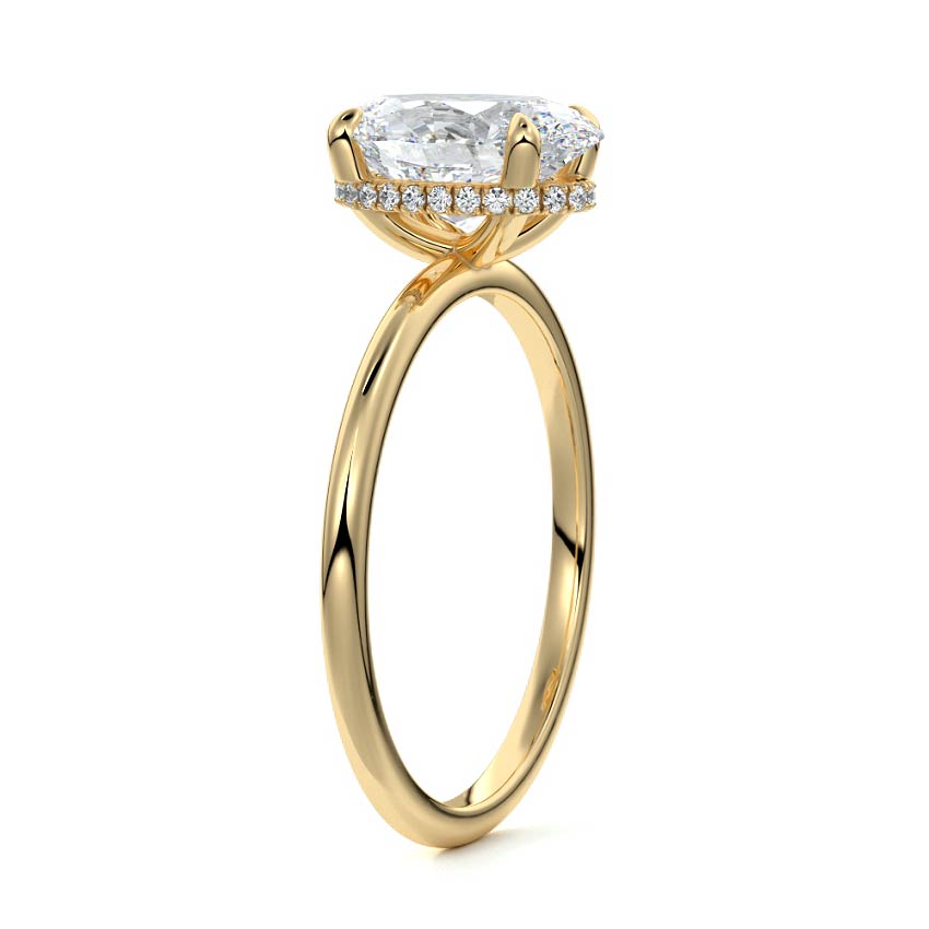 3.0 Carats Lab Grown Diamond Oval Shape F-VS1 Hidden Halo Engagement Ring