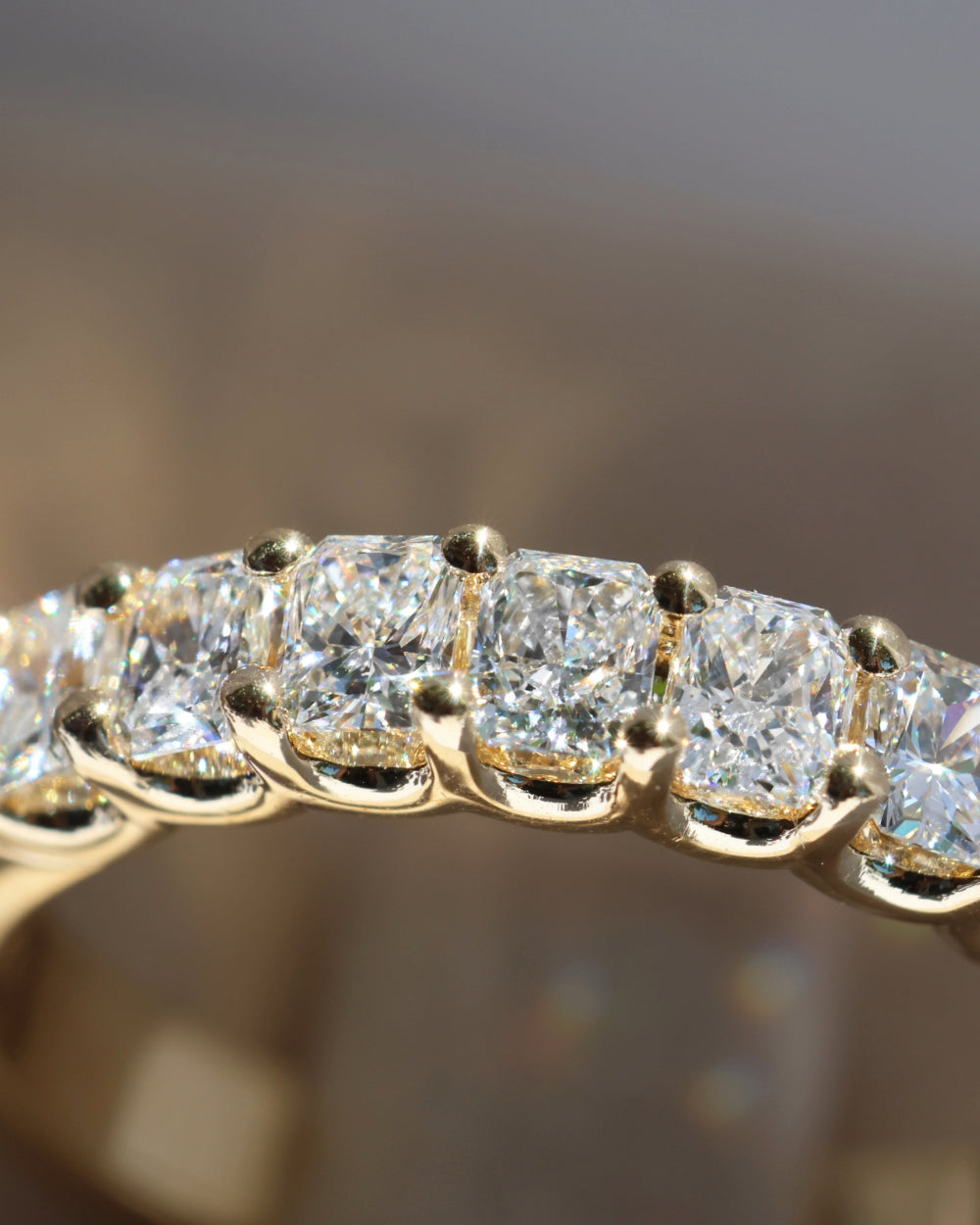 3 Carats Moissanite Radiant Shape U Shaped Wedding Band