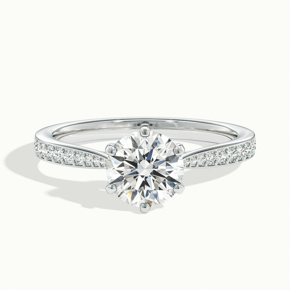 1.0 Carats Lab Grown Diamond Round Shape E-VS1 Pave Engagement Ring