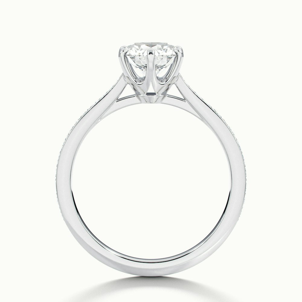 1.0 Carats Lab Grown Diamond Round Shape E-VS1 Pave Engagement Ring
